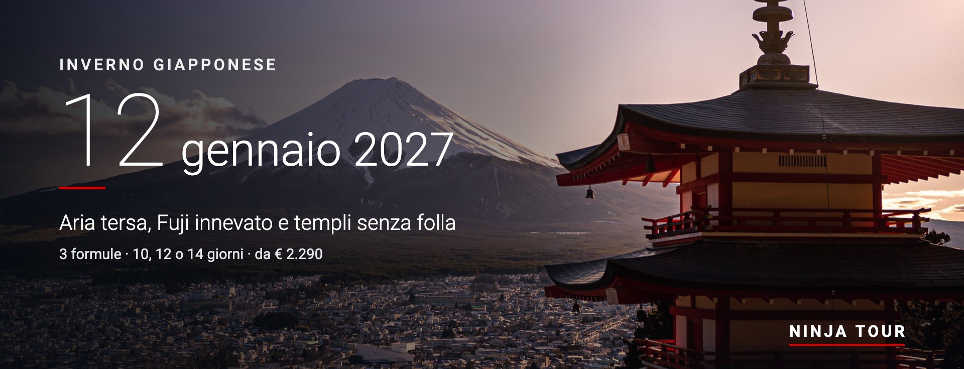 Inverno Giapponese &ndash; partenza 12 gennaio 2027, Fuji nitido e templi senza folla