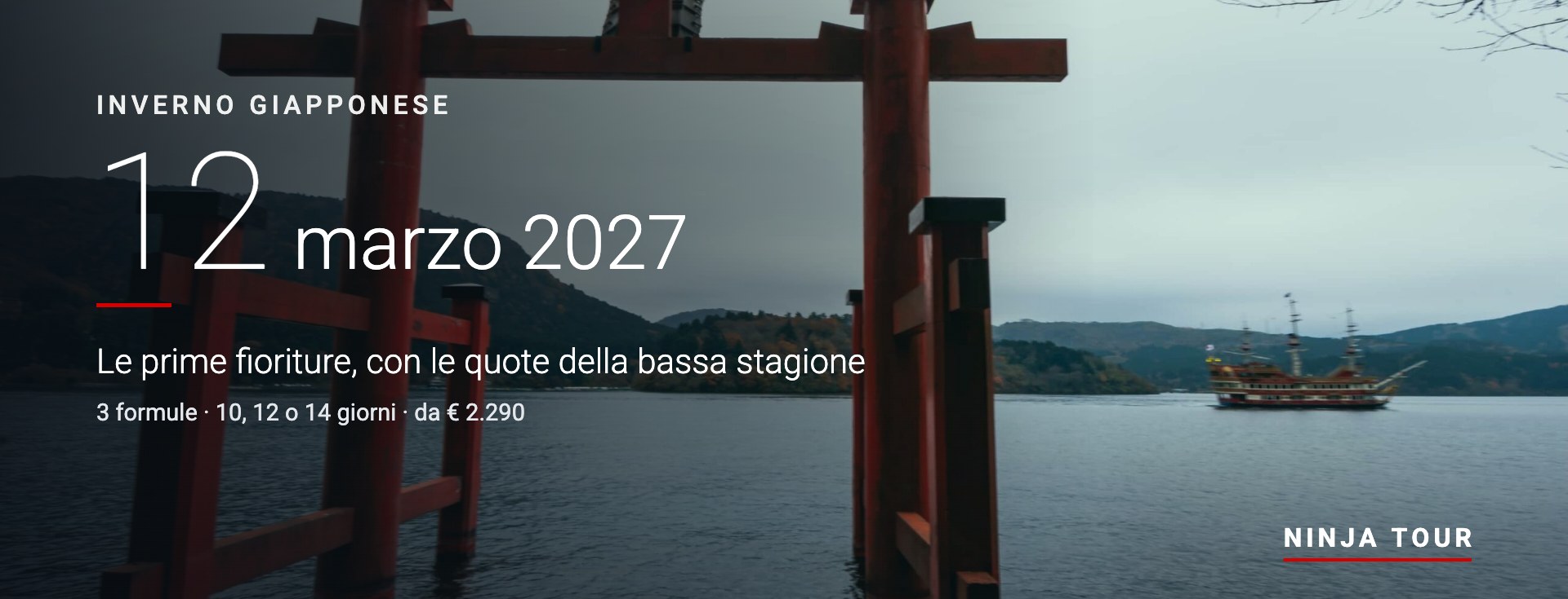 Inverno Giapponese &ndash; partenza 12 marzo 2027, prime fioriture e quote di bassa stagione